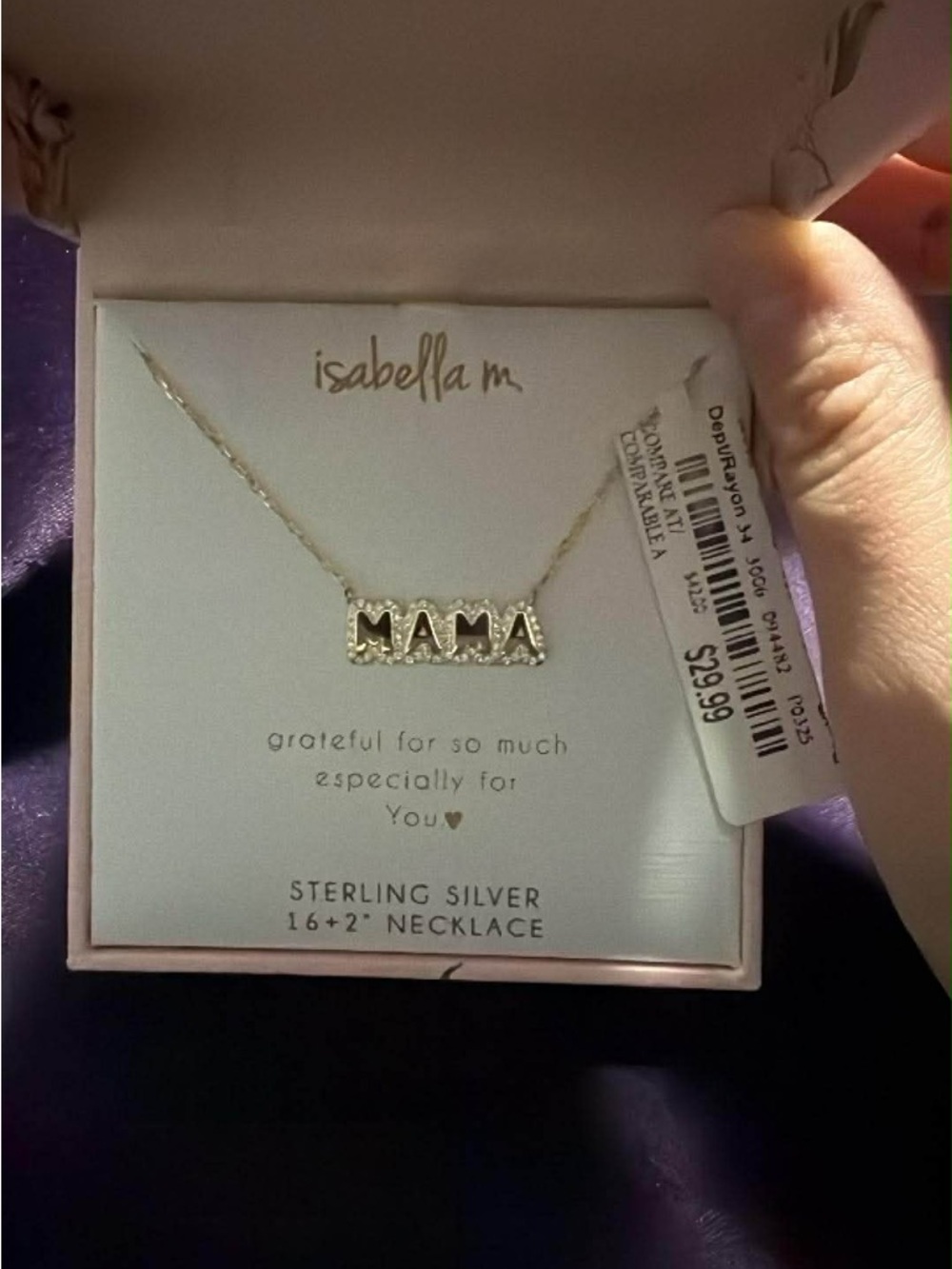 Abella Two-Tone "MAMA" Sterling Silver Necklace with Gold Letter Accents